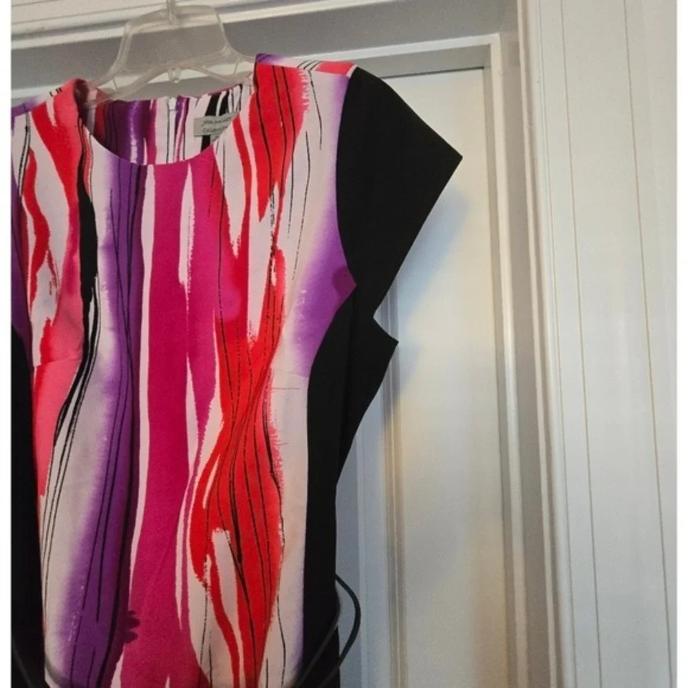 John Miller Collection Multicolor Belted Sheath Dress Size 10‎ Red Pink Purple